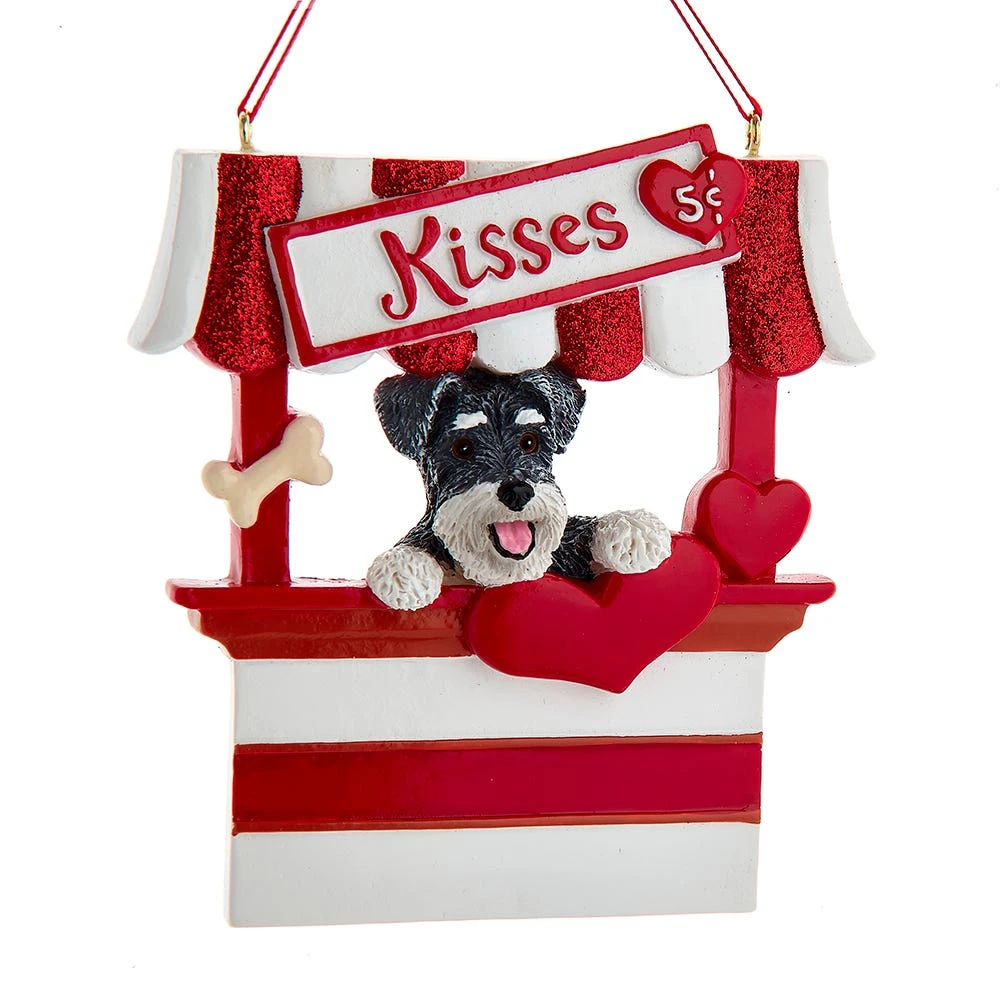Kurt Adler Dog Kisses - Kissing Booth Ornament - Schnauzer 1 Kurt Adler Dog Kisses - Kissing Booth Ornament - Schnauzer