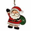 Rustic Wooden Ornament - Santa With A Bag Of Toys