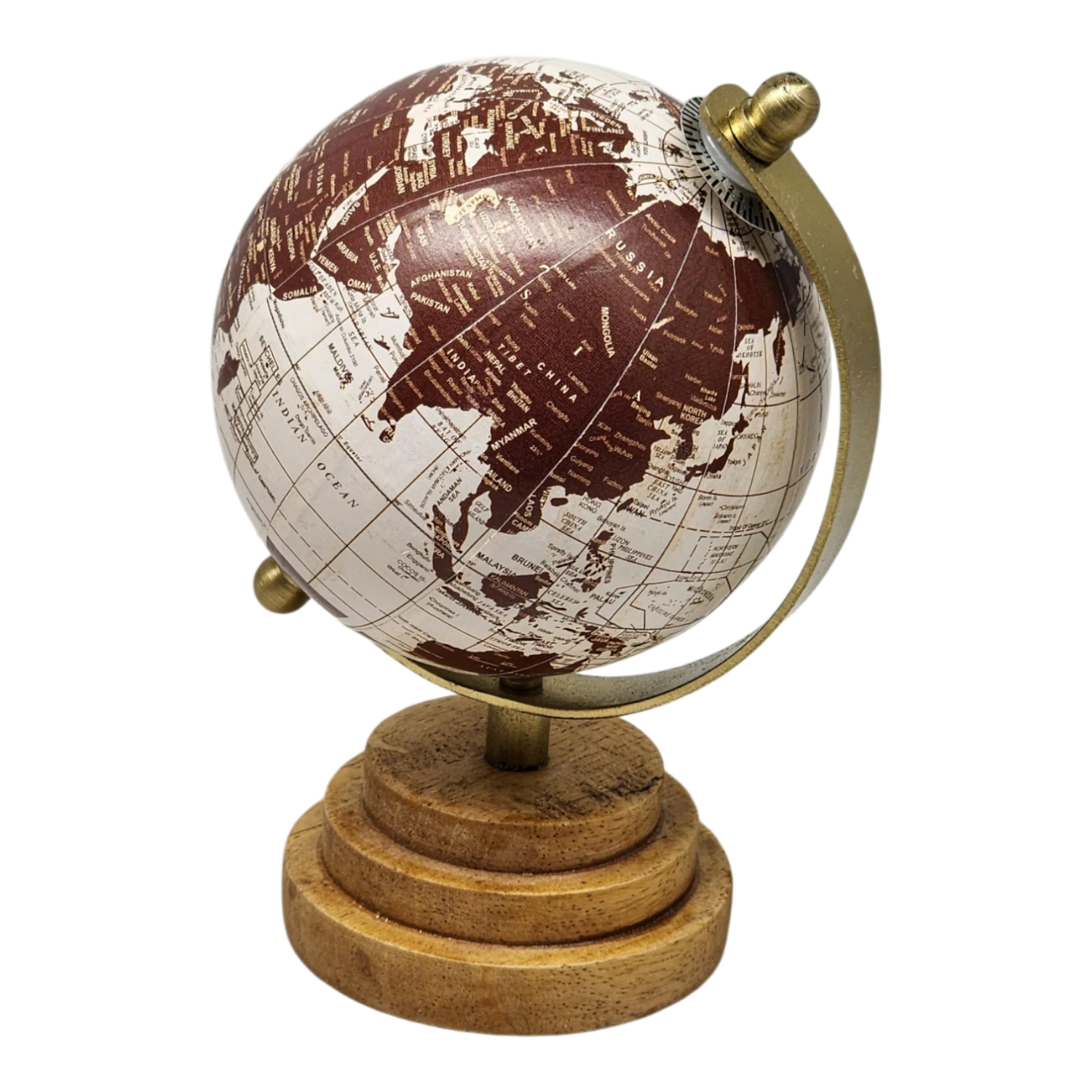 Mangowood Tabletop Globe - 6 Inch - Dark 2 Mangowood Tabletop Globe - 6 Inch - Dark - Image 2