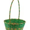 Large Bamboo Easter Basket With Wrapped Handle - Green