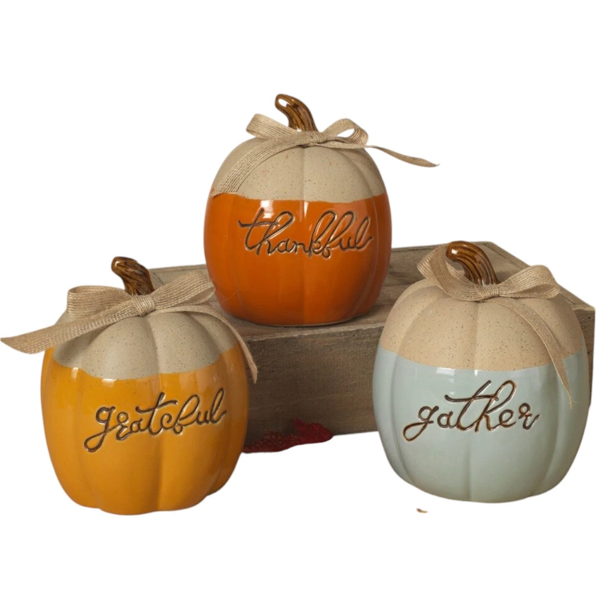 Gratitude Ceramic Pumpkin - 1 Gratitude Ceramic Pumpkin -