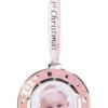 Silver Plated Baby Ornament - Pink Round Frame