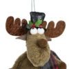 Christmas Moose Plush Ornament Grey Scarf