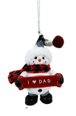 Cozy Snowman Ornament - I ♥ Dad