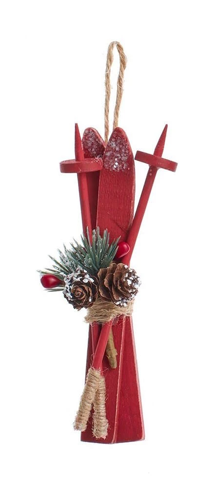 Kurt Adler Wooden Skis With Holiday Décor Ornament - 4 Kurt Adler Wooden Skis With Holiday Décor Ornament - - Image 4
