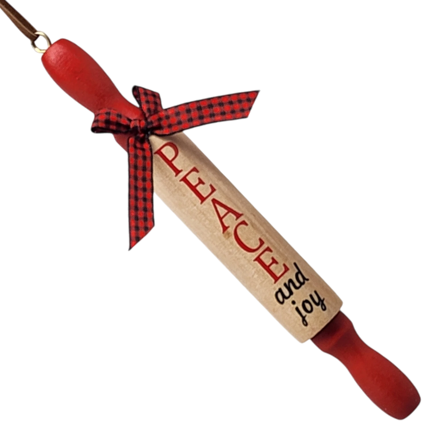Wood Rolling Pin Ornament - Peace And Joy 1 Wood Rolling Pin Ornament - Peace And Joy