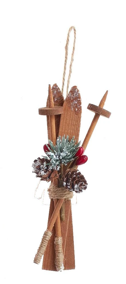 Kurt Adler Wooden Skis With Holiday Décor Ornament - 3 Kurt Adler Wooden Skis With Holiday Décor Ornament - - Image 3
