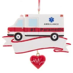 Kurt Adler Ambulance Ornament With Hanging Heart -Toy Series Store zguhfmucpqvt9jnpiodg