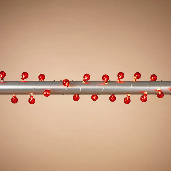 Glass Bubble Light String With 40 Lights - Red 2 Glass Bubble Light String With 40 Lights - Red - Image 2